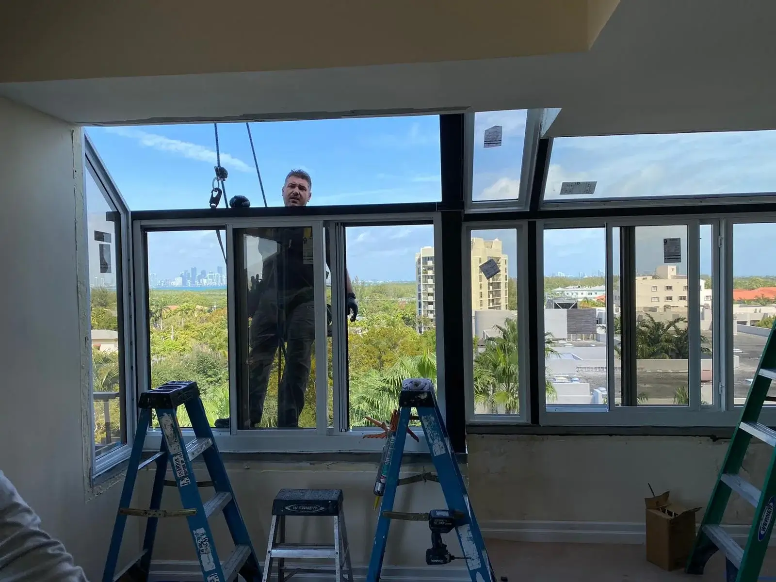Window and door perimeter waterproofing with sealant replacement in Miami